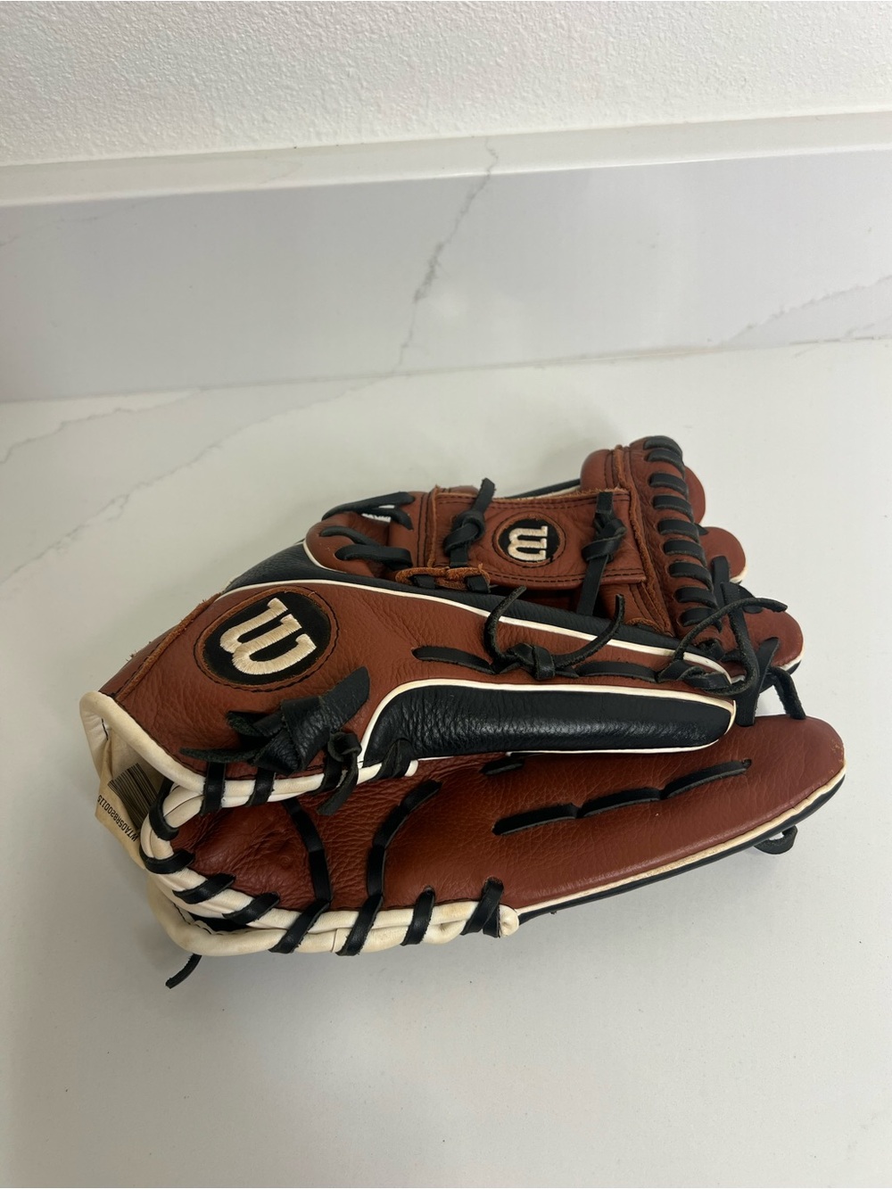 Youth 11.5 inch Wilson Brown and Black Leather Baseball Glove - Right Hand Throw